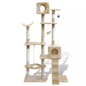 Cat Tree Scratching Post 69" 2 Condos Beige