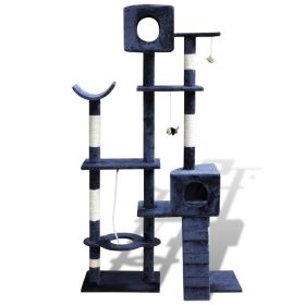 Cat Tree Scratching Post 69" 2 Condos Dark Blue
