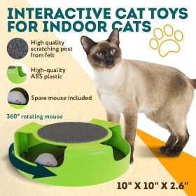 Interactive Cat Toys for Indoor Cats Green Spinning Interactive Cat Toy 0.5 Lb Plastic Interactive Kitten Toys 360 Degrees Moving Cat Toy Mouse w