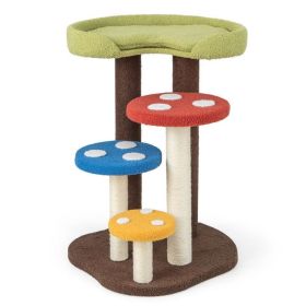 3-In-1 Cat Tree 3 Full-Wrapped Sisal Posts Removable Mat and Platforms (Color: Multicolor)
